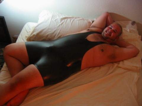 Big Bear in lycra singlet